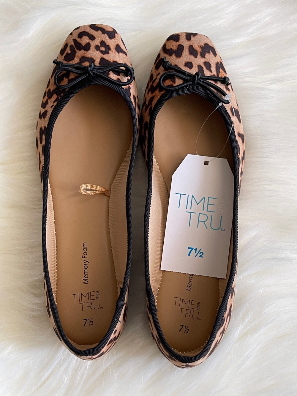 Time and Tru Leopard-Print Ballet Flats in Brown and Black